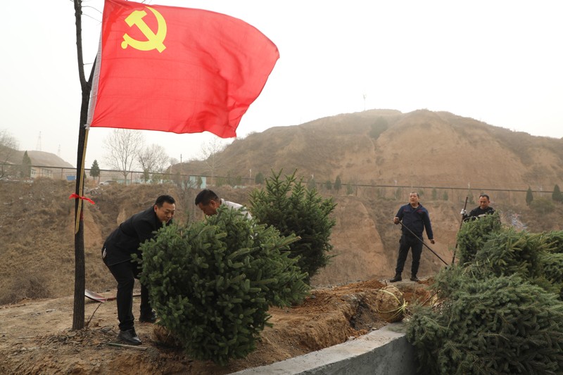 圖為陜煤集團澄合礦業(yè)董礦分公司組織黨員在矸石山植樹造林.JPG